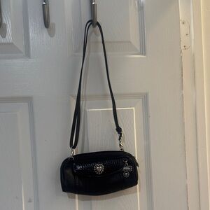 Brighton Black Leather Wristlet with Heart Accents